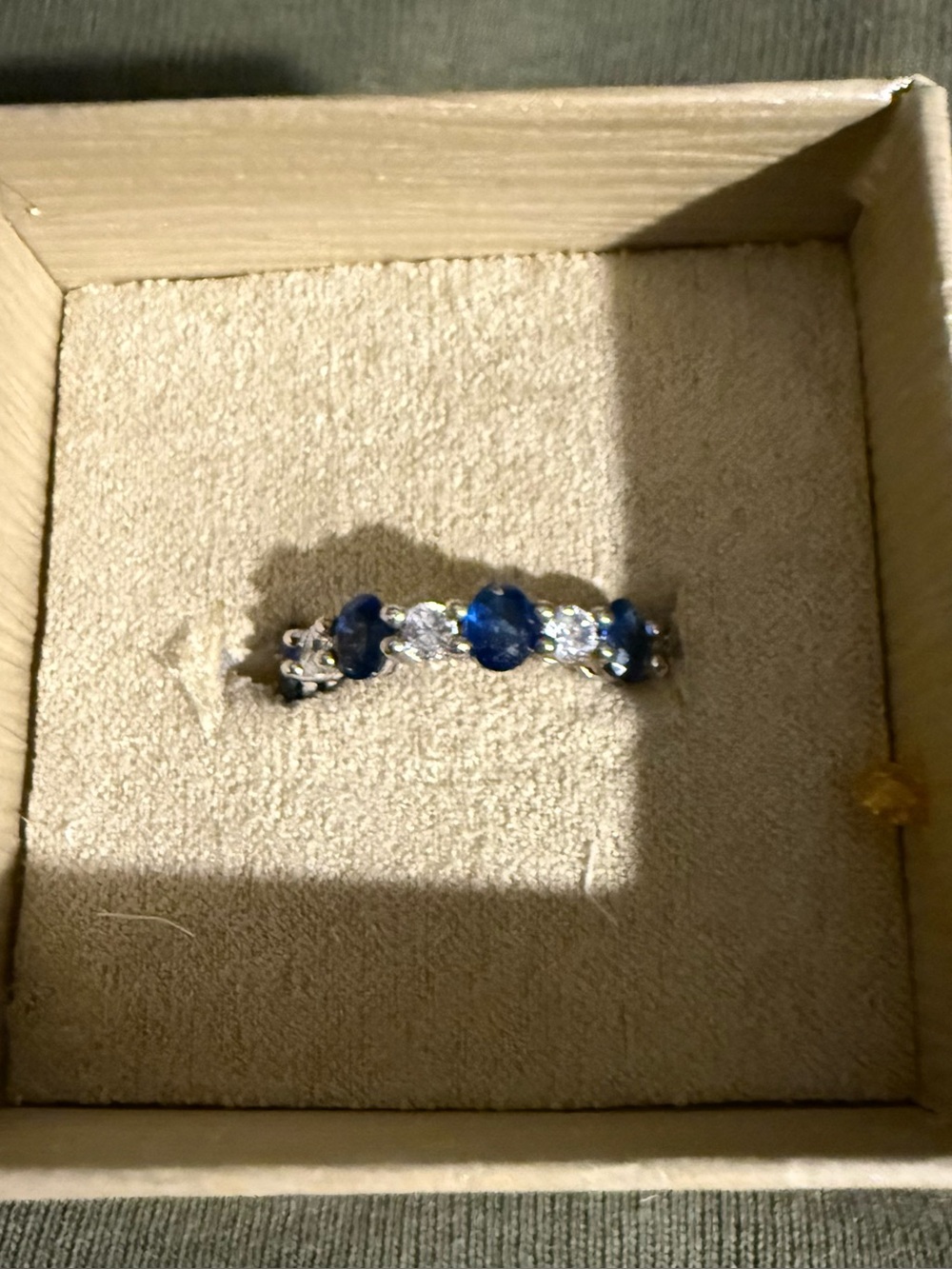Blue Sapphire and and faux diamonds ring